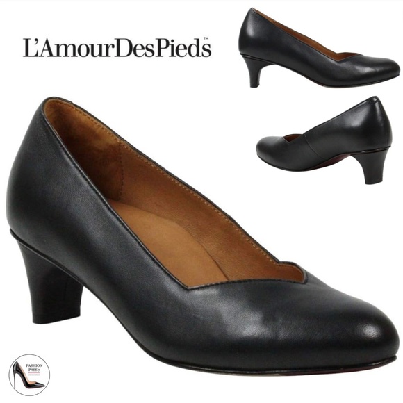 L' AMOUR DES PIEDS WOMEN'S JOZEFA BLACK NAPPA LEATHER PUMPS DRESS SHOES 10 - Picture 1 of 7